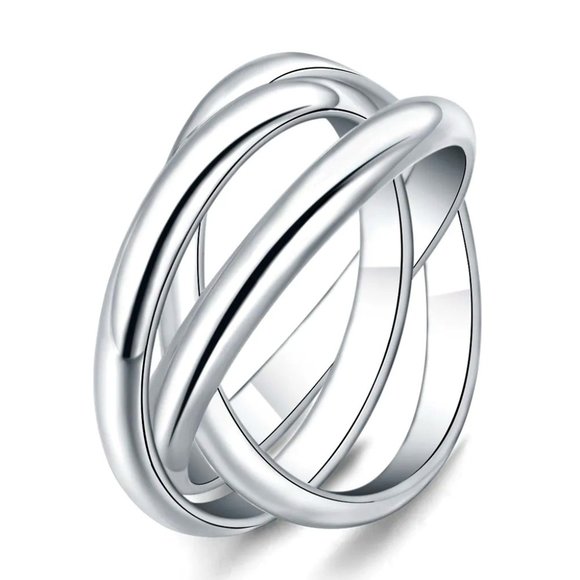 Stunning Homage " Trinity Love Ring " 925 Sterling Silver - Picture 2 of 10